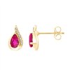 Boucles d'oreilles rubis et diamant en or 9 carats
