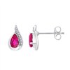 Boucles d'oreilles rubis et diamant en or 9 carats