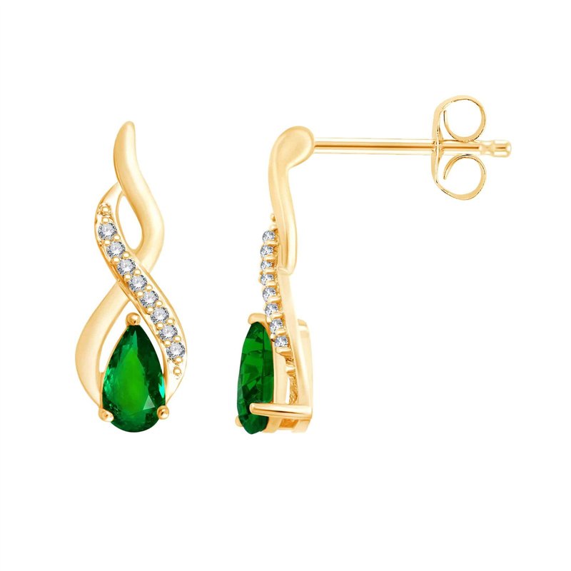 Boucles d'oreilles émeraude et diamant en or 9 carats