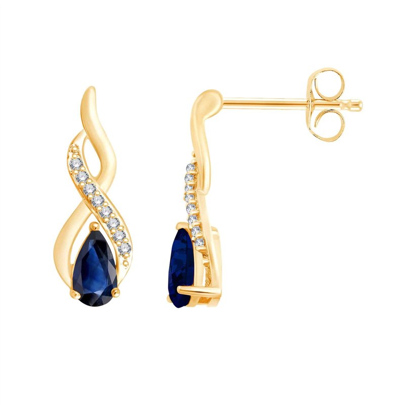 Boucles d'oreilles saphir et diamant en or 9 carats