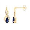 Boucles d'oreilles saphir et diamant en or 9 carats