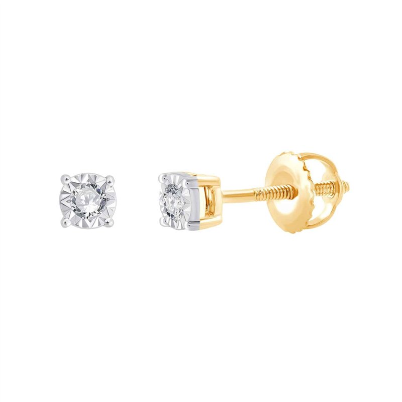 Boucles d'oreilles serti clos diamant en or 9 carats