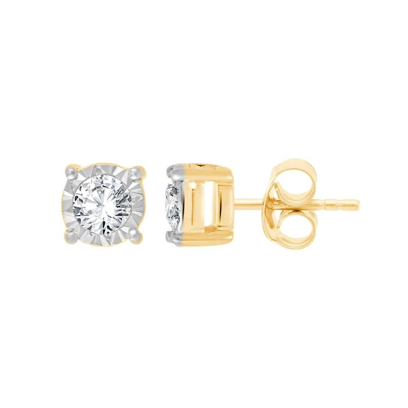 Boucles d'oreilles serti clos diamant en or 9 carats