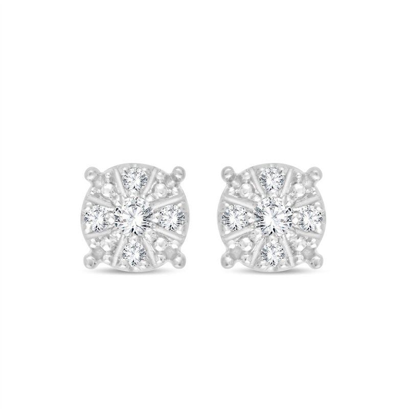 Boucles d'oreilles trilogie diamant en or 9 carats