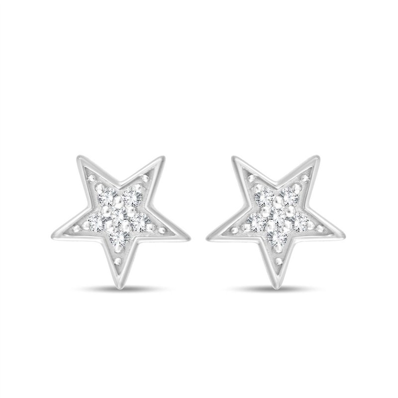 Boucles d'oreilles serti clos diamant en or 9 carats