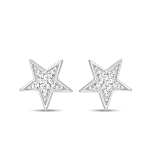 Boucles d'oreilles serti clos diamant en or 9 carats