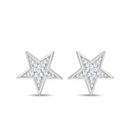Boucles d'oreilles serti clos diamant en or 9 carats
