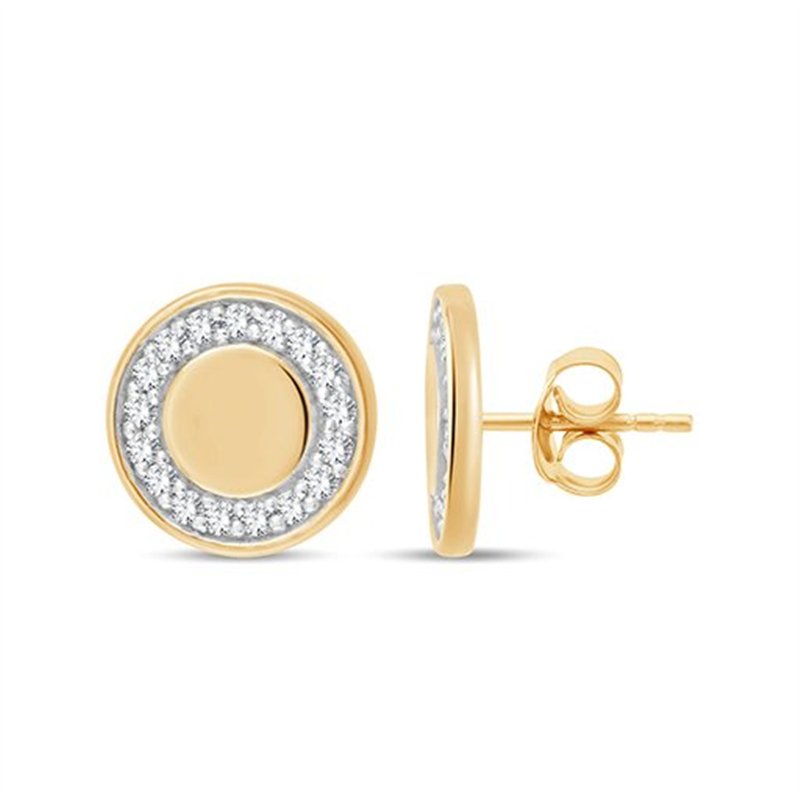 Boucles d'oreilles serti clos diamant en or 9 carats