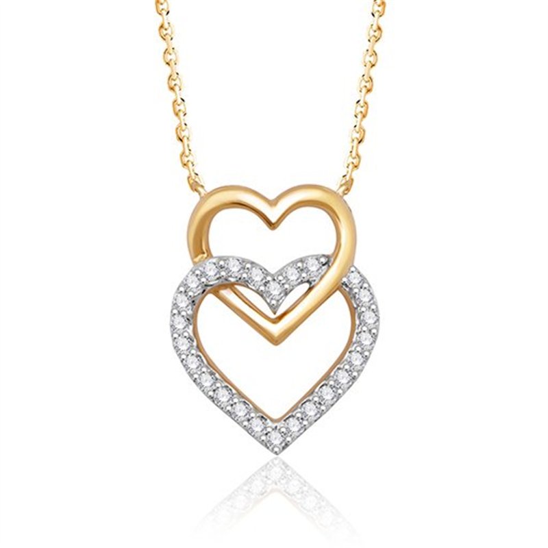 Collier toi et moi diamant en or 9 carats