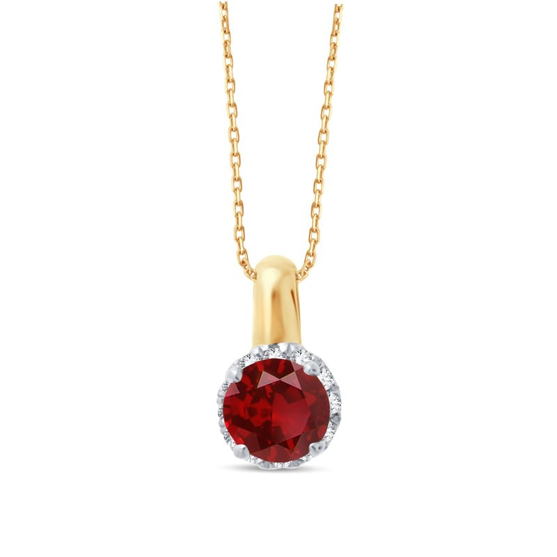 Collier serti clos rubis et diamant en or 9 carats
