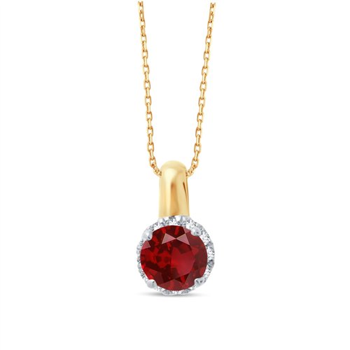 Collier serti clos rubis et diamant en or 9 carats