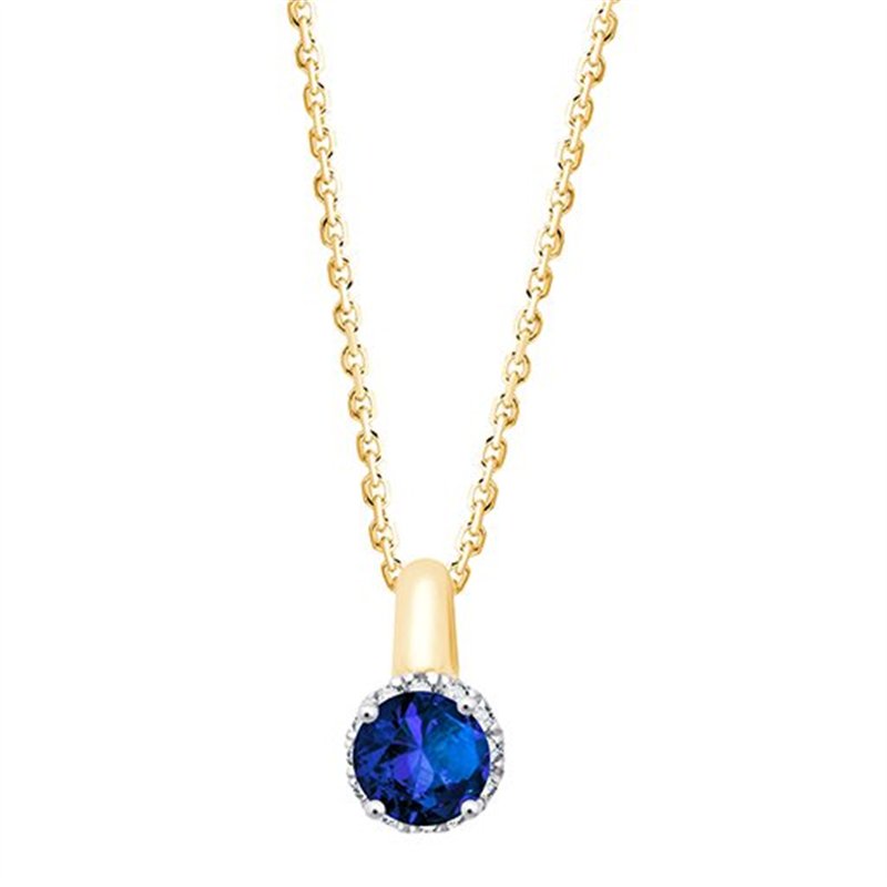 Collier saphir et diamant en or 9 carats