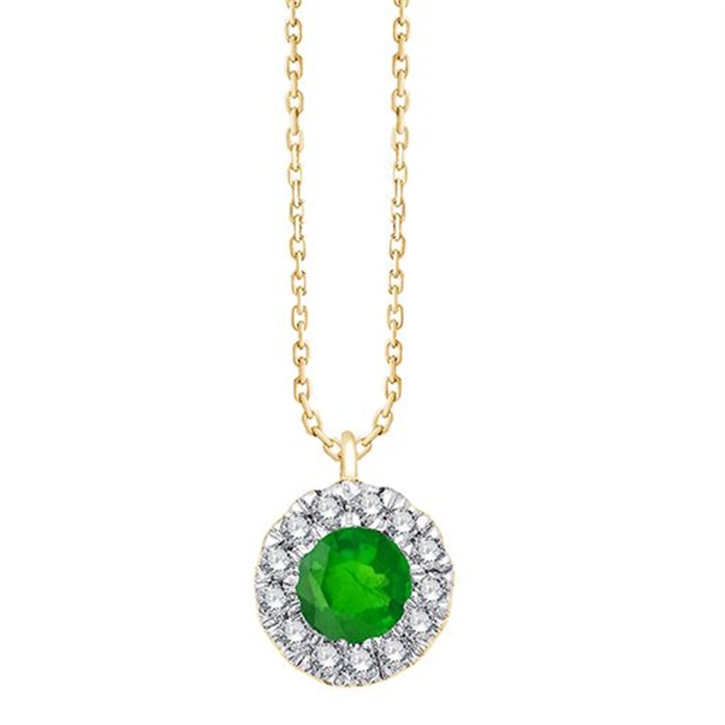 Collier émeraude et diamant en or 9 carats