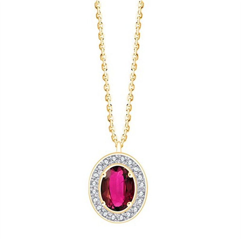 Collier rubis et diamant en or 9 carats