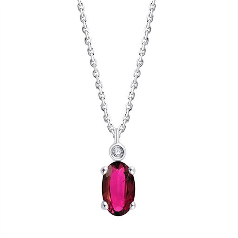 Collier serti clos rubis et diamant en or 9 carats