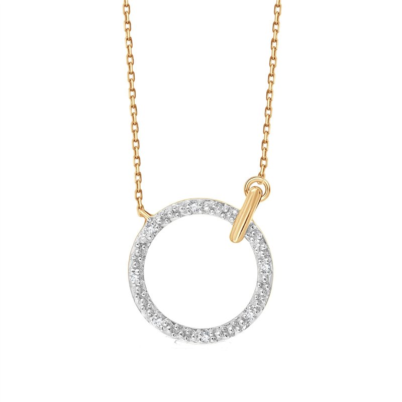 Collier serti clos diamant en or 9 carats