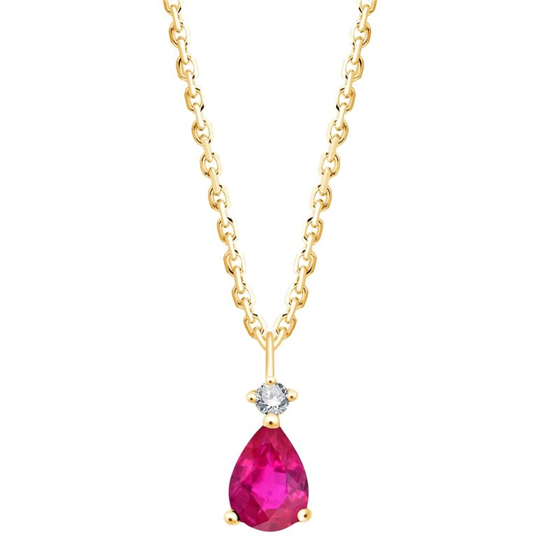 Collier rubis et diamant en or 9 carats