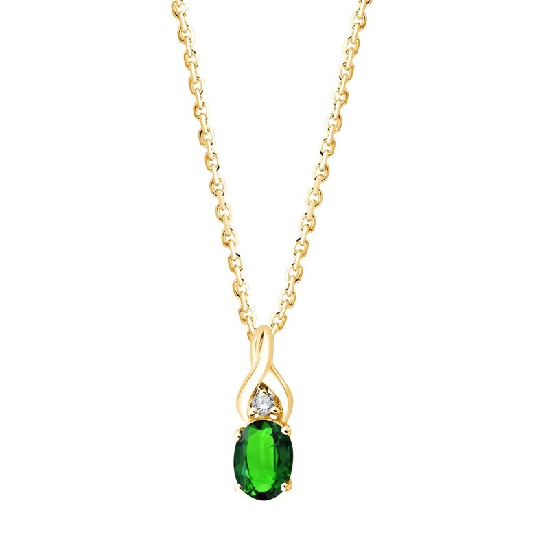 Collier émeraude et diamant en or 9 carats