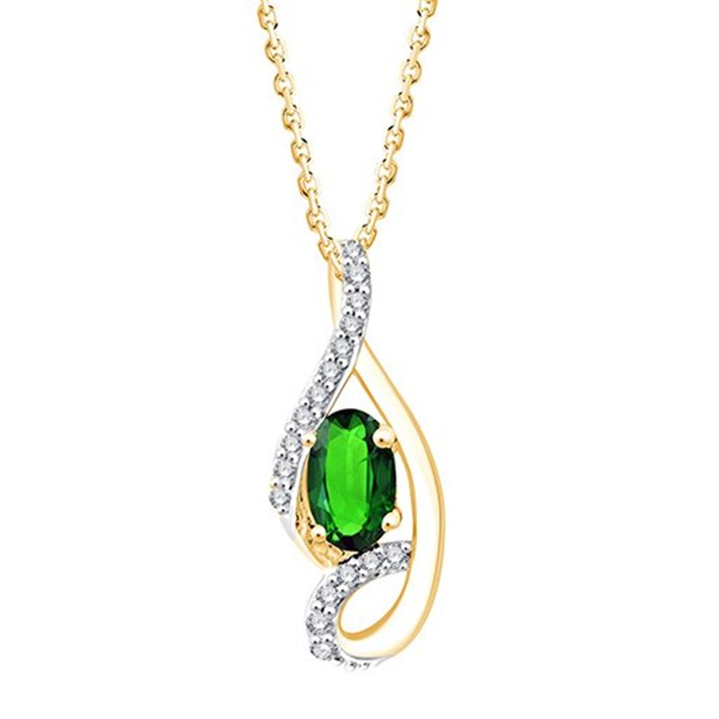 Collier émeraude et diamant en or 9 carats