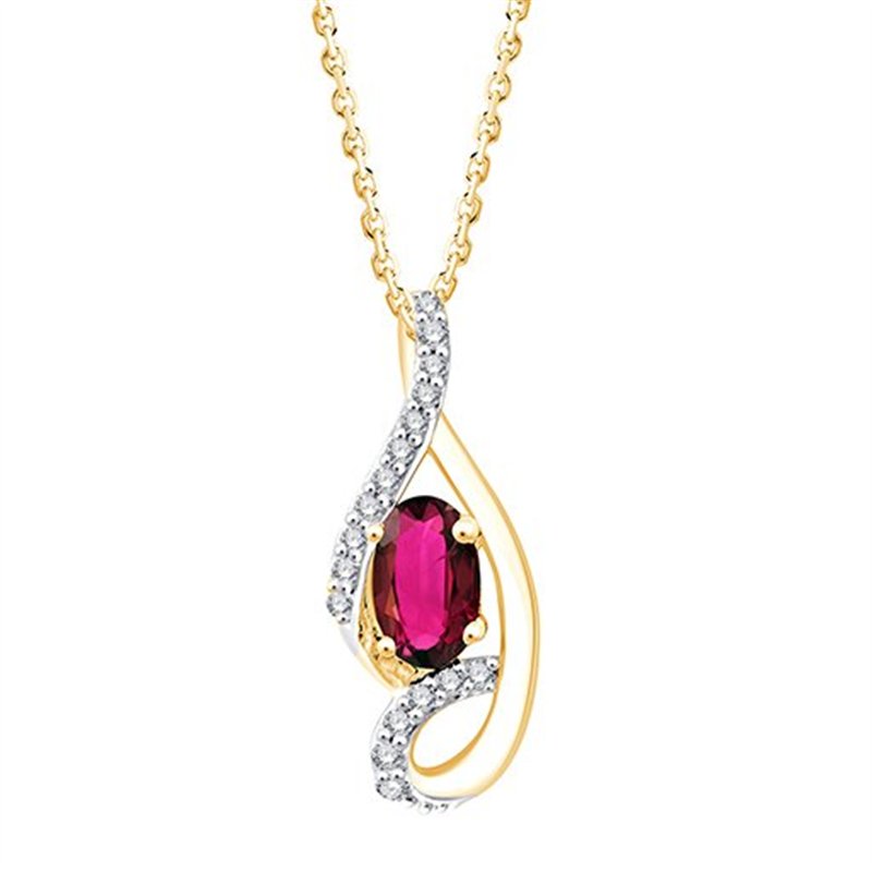 Collier rubis et diamant en or 9 carats