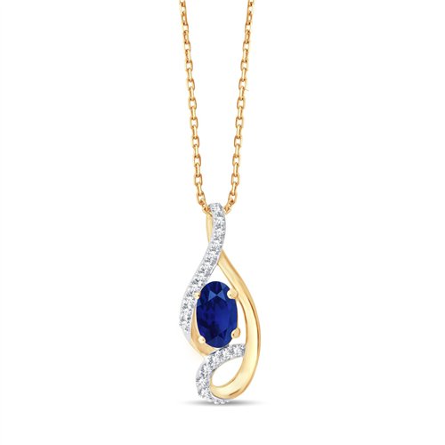 Collier toi et moi saphir et diamant en or 9 carats