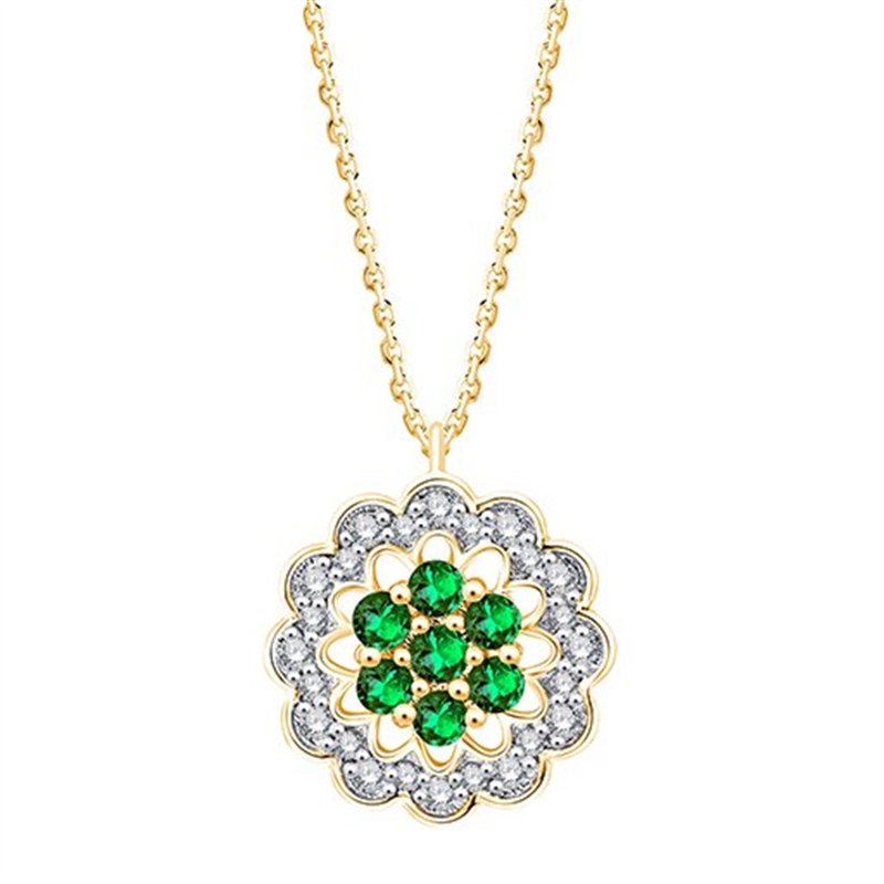 Collier émeraude et diamant en or 9 carats