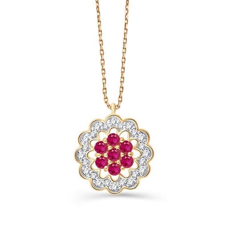 Collier toi et moi rubis et diamant en or 9 carats