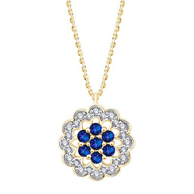 Collier saphir et diamant en or 9 carats