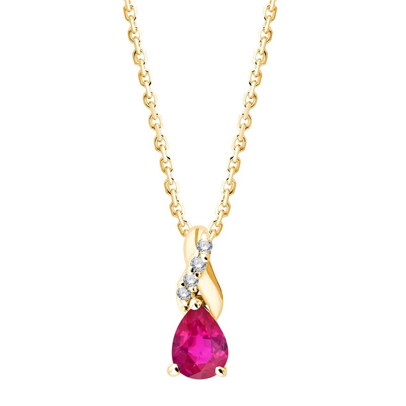 Collier rubis et diamant en or 9 carats