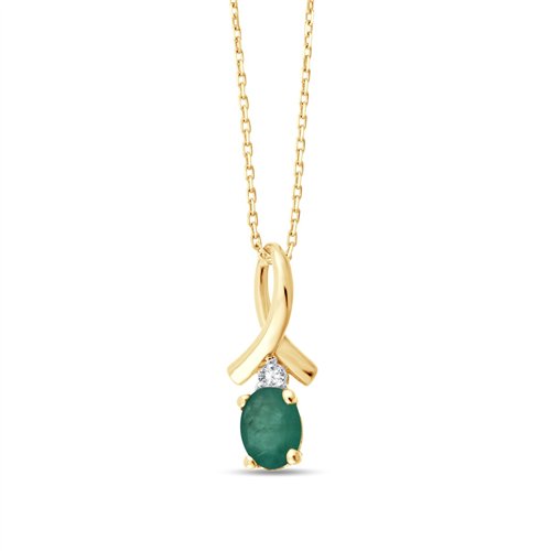Collier toi et moi émeraude et diamant en or 9 carats