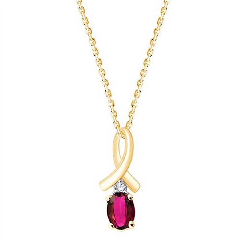 Collier rubis et diamant en or 9 carats