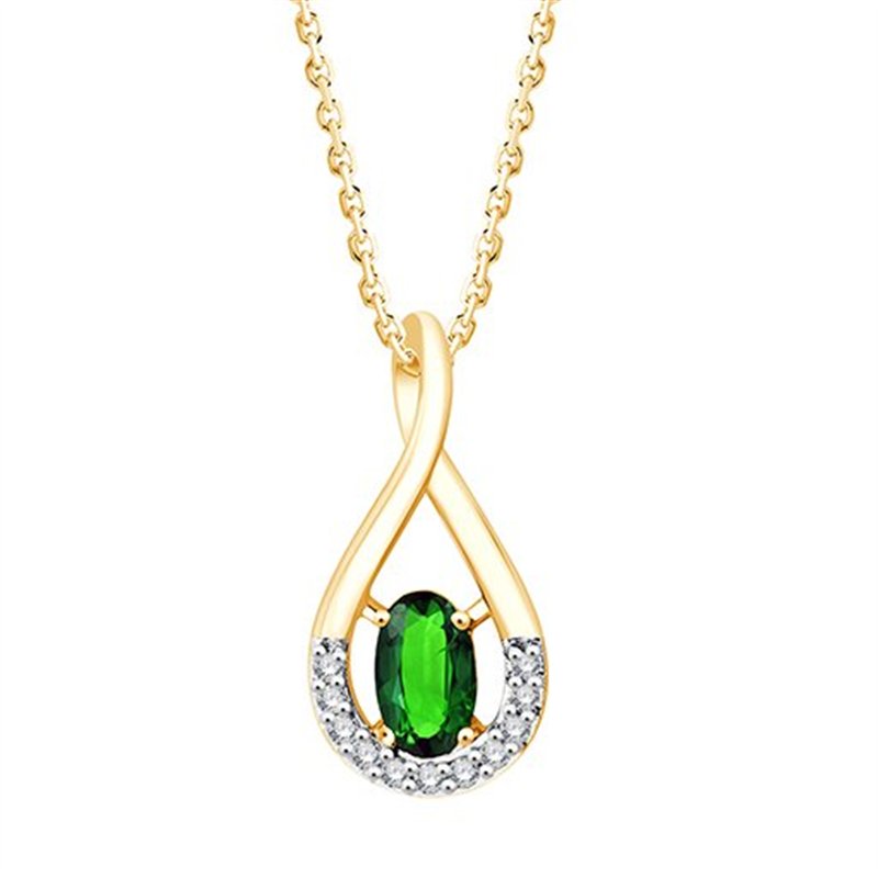 Collier émeraude et diamant en or 9 carats