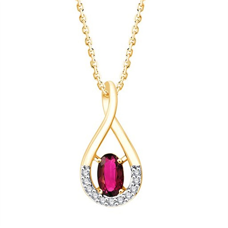 Collier rubis et diamant en or 9 carats