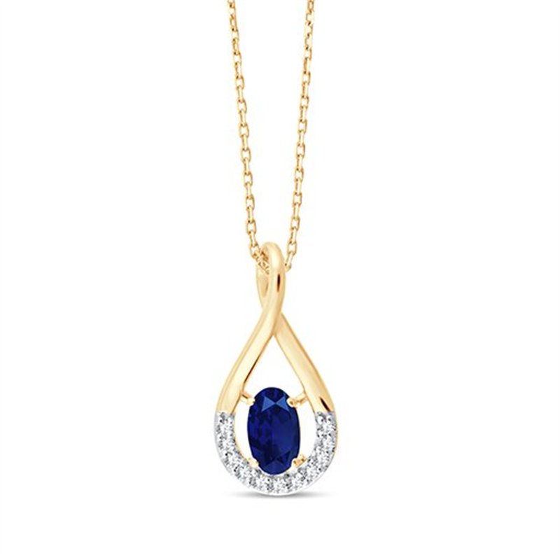 Collier toi et moi saphir et diamant en or 9 carats