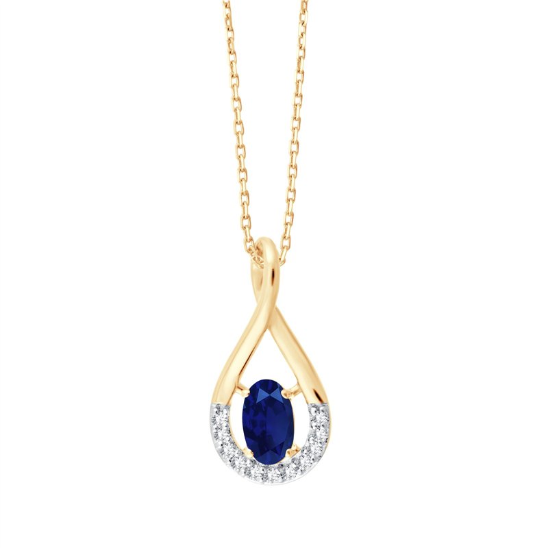 Collier toi et moi saphir et diamant en or 9 carats
