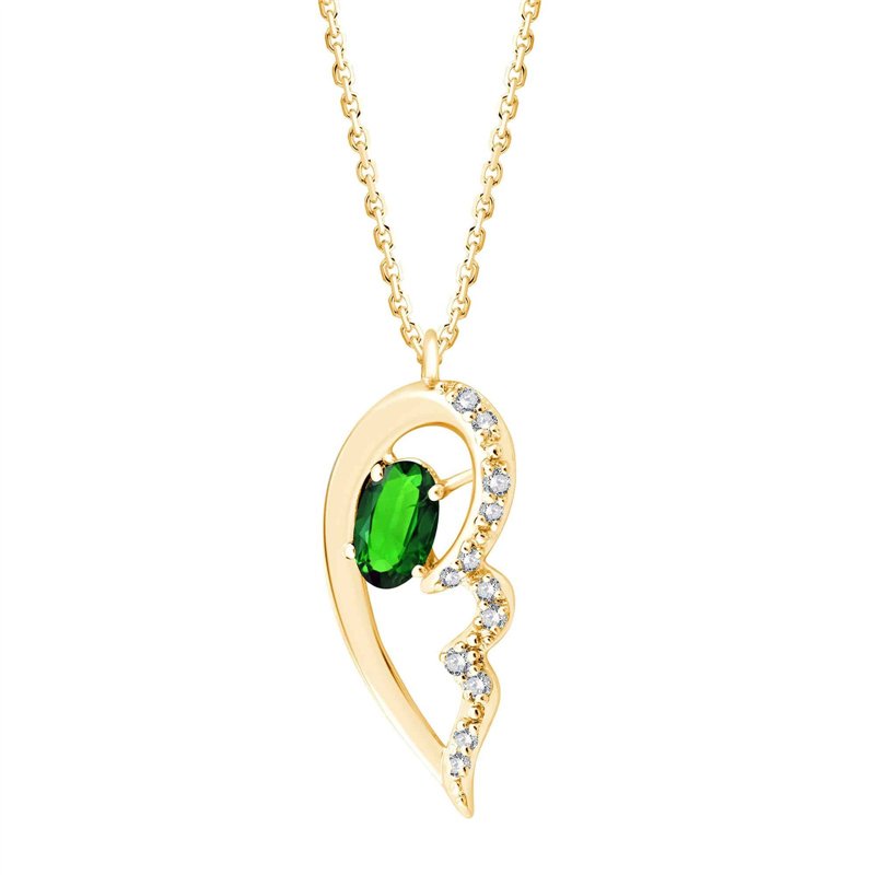 Collier émeraude et diamant en or 9 carats