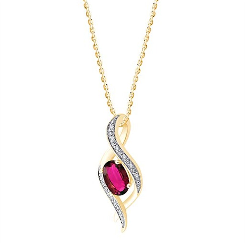 Collier rubis et diamant en or 9 carats