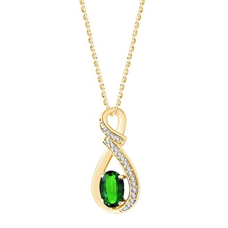 Collier émeraude et diamant en or 9 carats