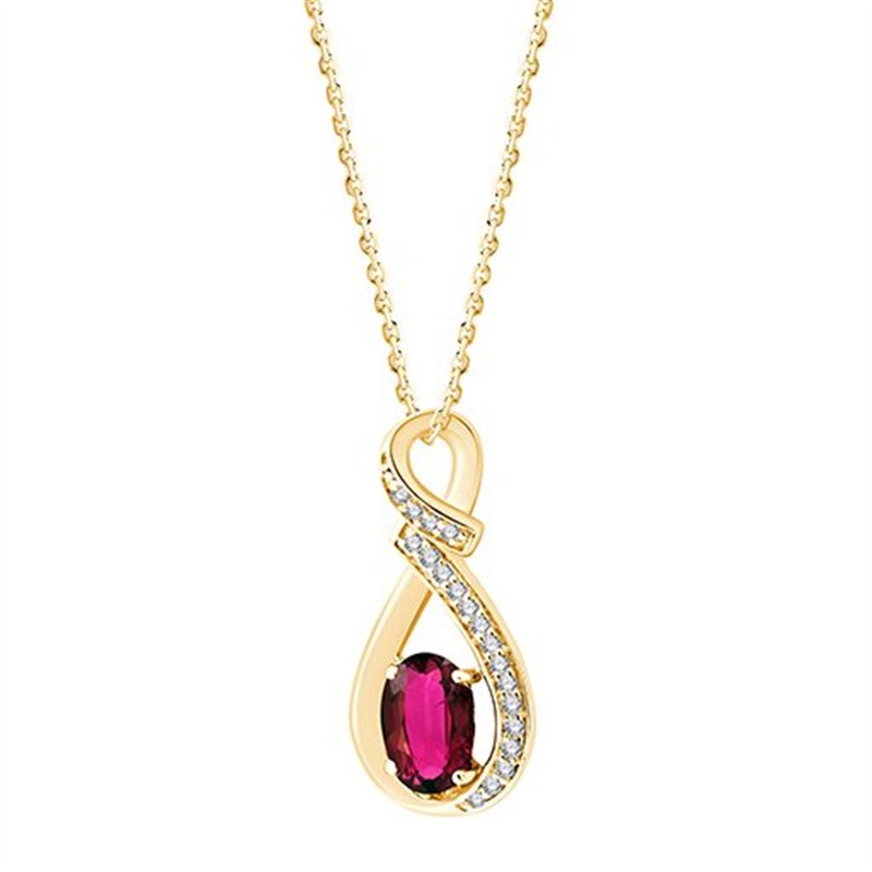 Collier rubis et diamant en or 9 carats