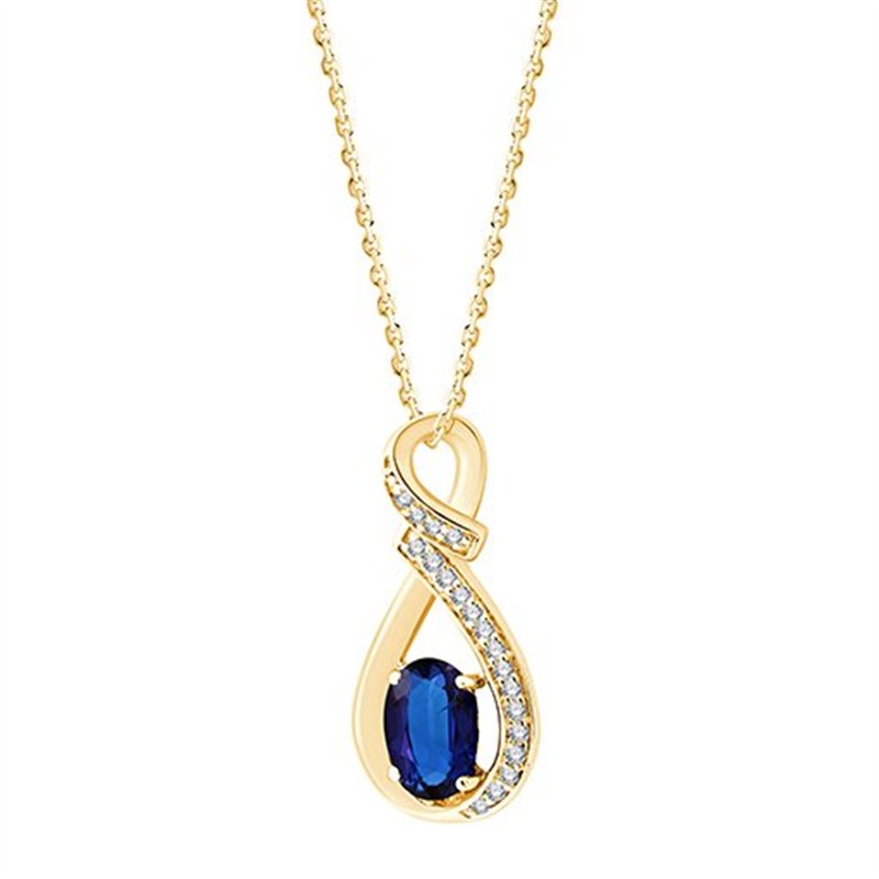 Collier saphir et diamant en or 9 carats