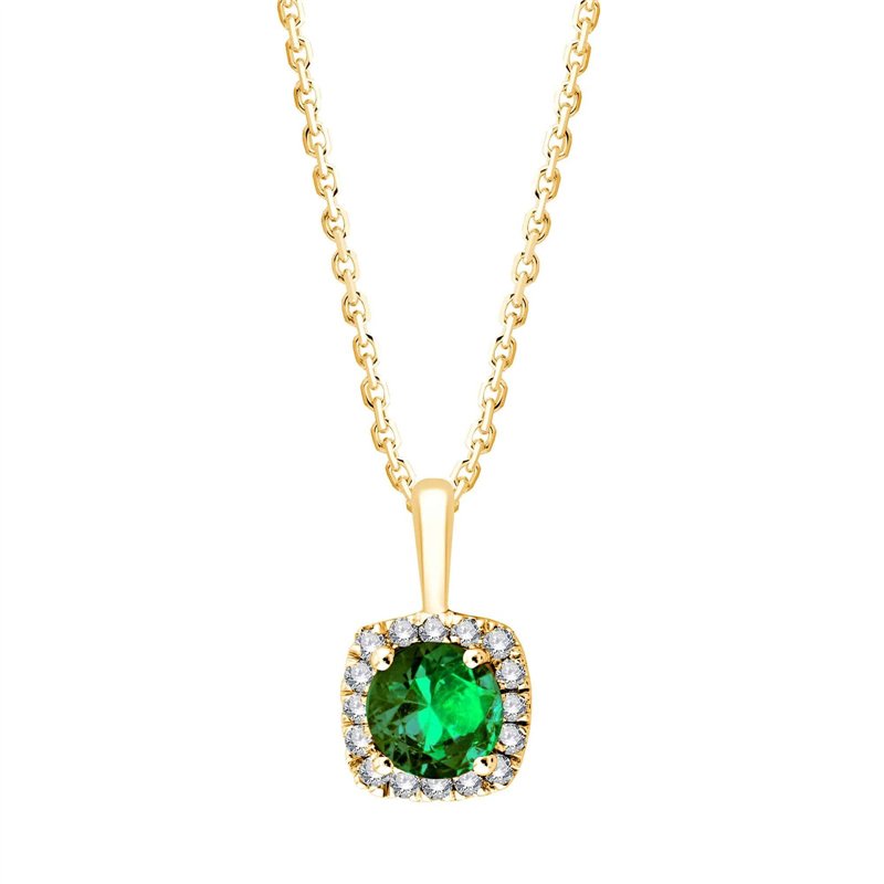 Collier émeraude et diamant en or 9 carats