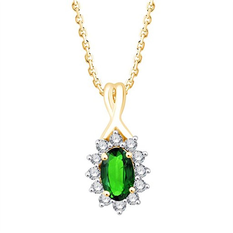 Collier émeraude et diamant en or 9 carats