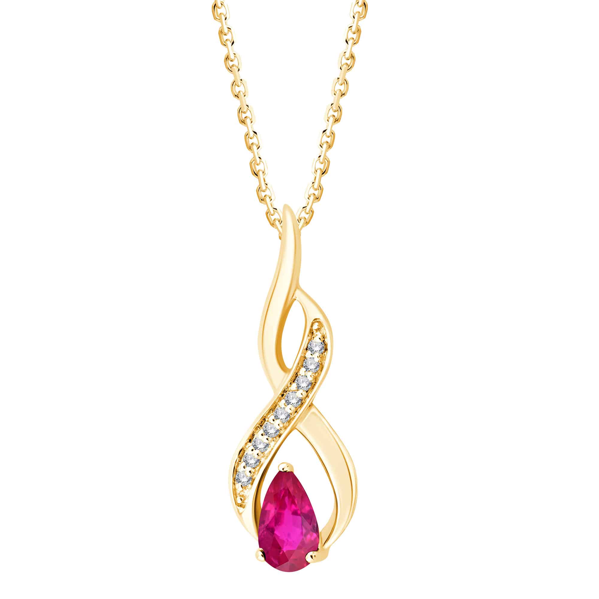 Collier rubis et diamant en or 9 carats