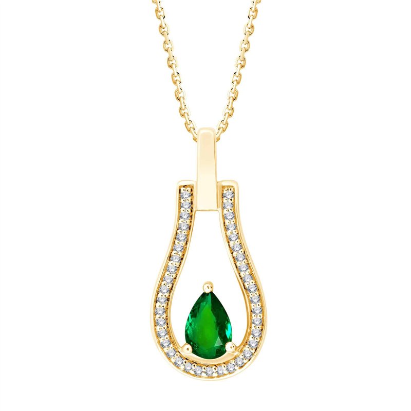 Collier émeraude et diamant en or 9 carats