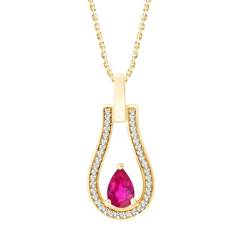 Collier rubis et diamant en or 9 carats
