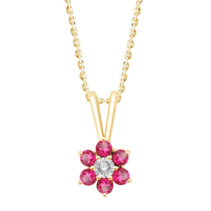 Collier rubis et diamant en or 9 carats