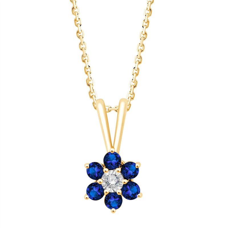 Collier saphir et diamant en or 9 carats