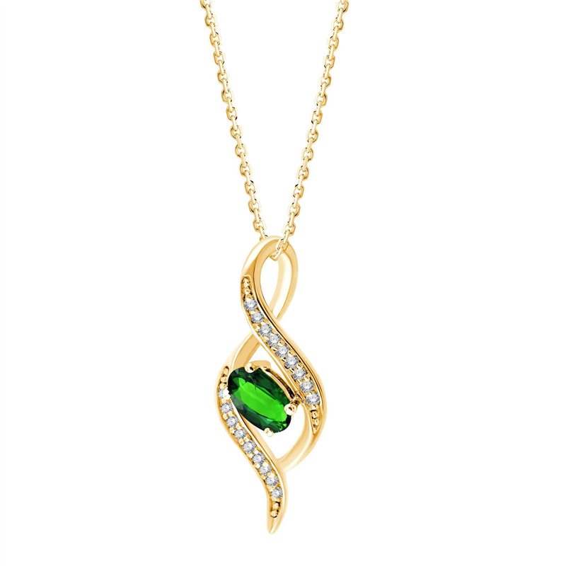 Collier émeraude et diamant en or 9 carats