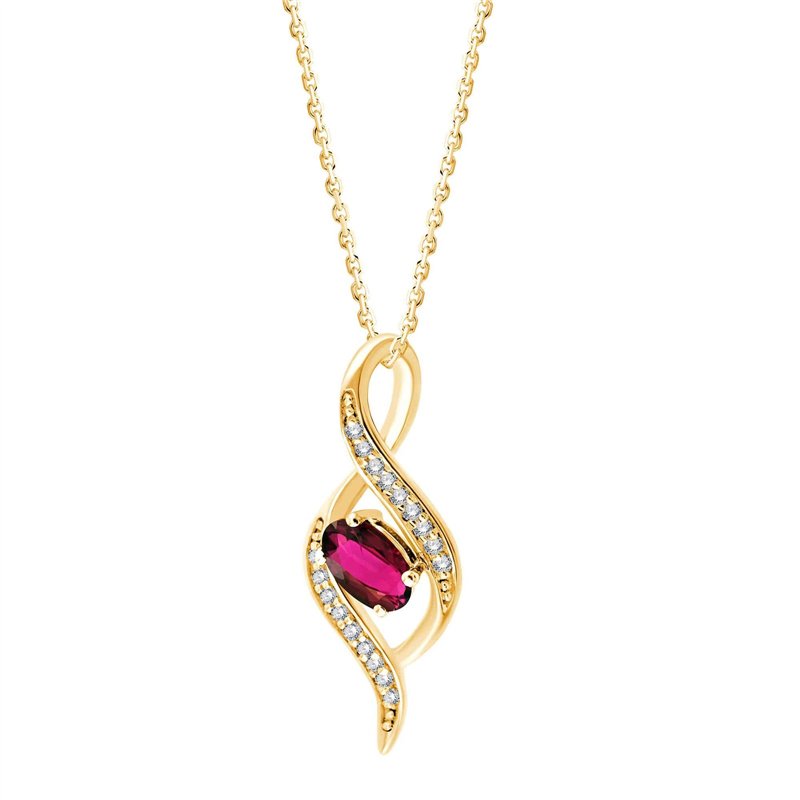 Collier rubis et diamant en or 9 carats