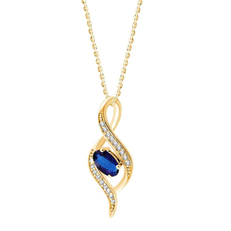 Collier saphir et diamant en or 9 carats